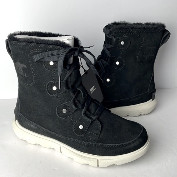 NEW Sorel Explorer Next Joan Black Ankle Boots - Picture 1 of 7